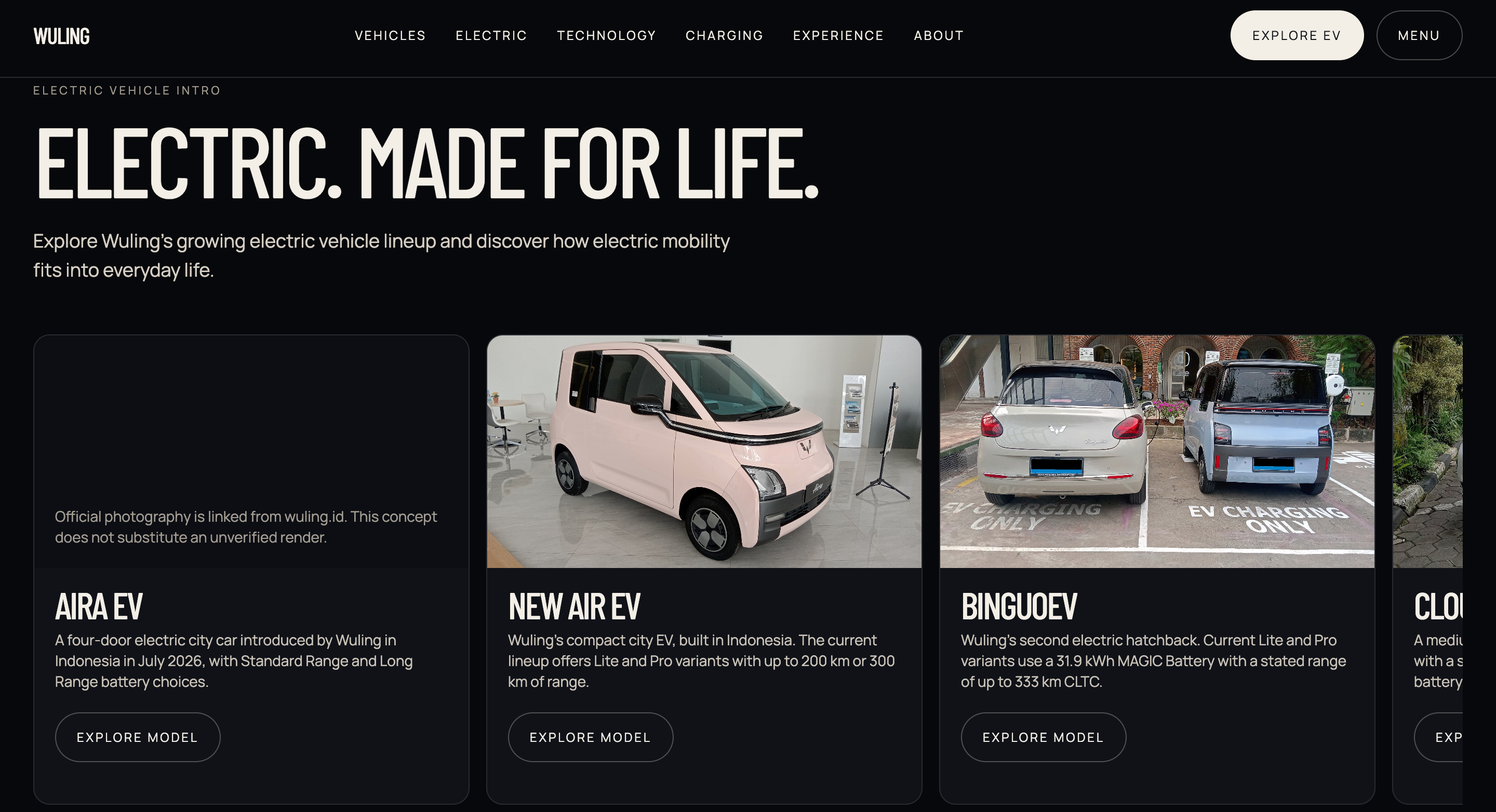 WULING – Modern Automotive Brand Website